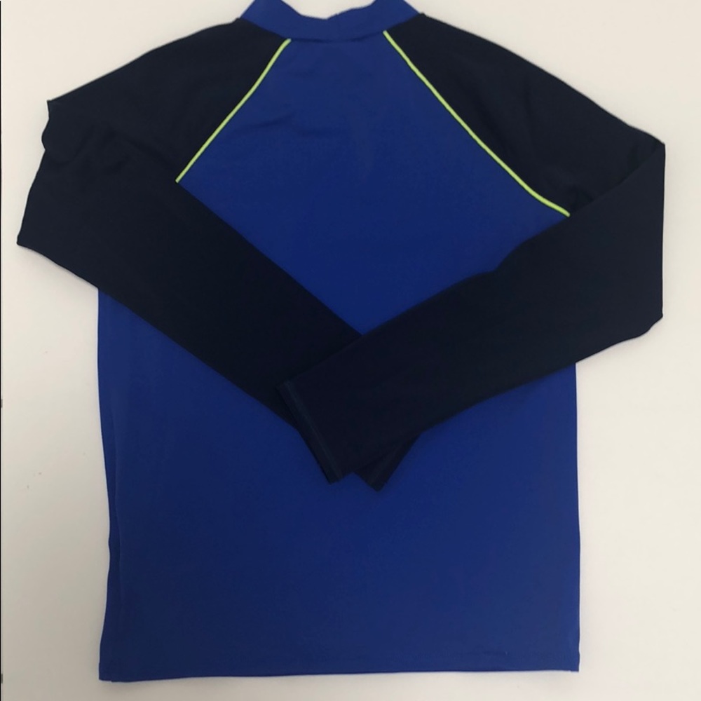 Lands’ End Kids Swim Shirt Rash Guard Blue/Navy & Neon Yellow Piping Size Small - Picture 4 of 4